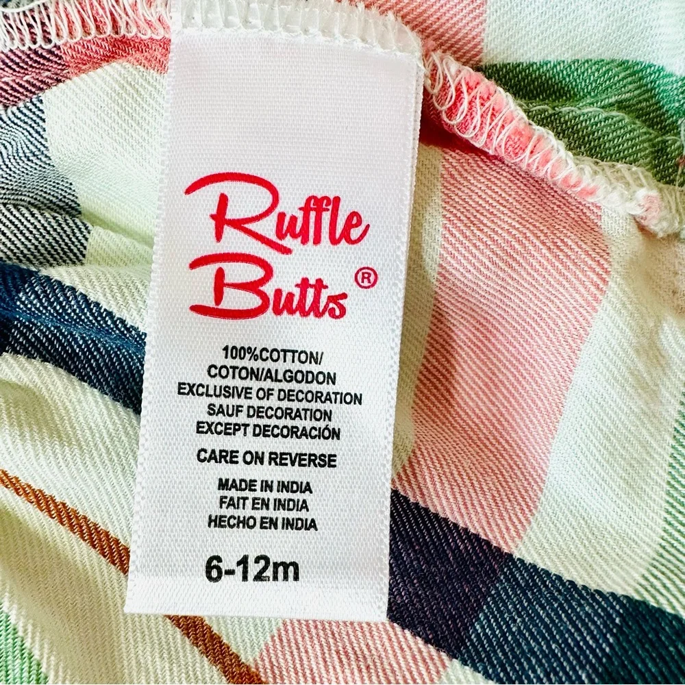 Rufflebutts Plaid Pink Green Blue Dress 6-12 months